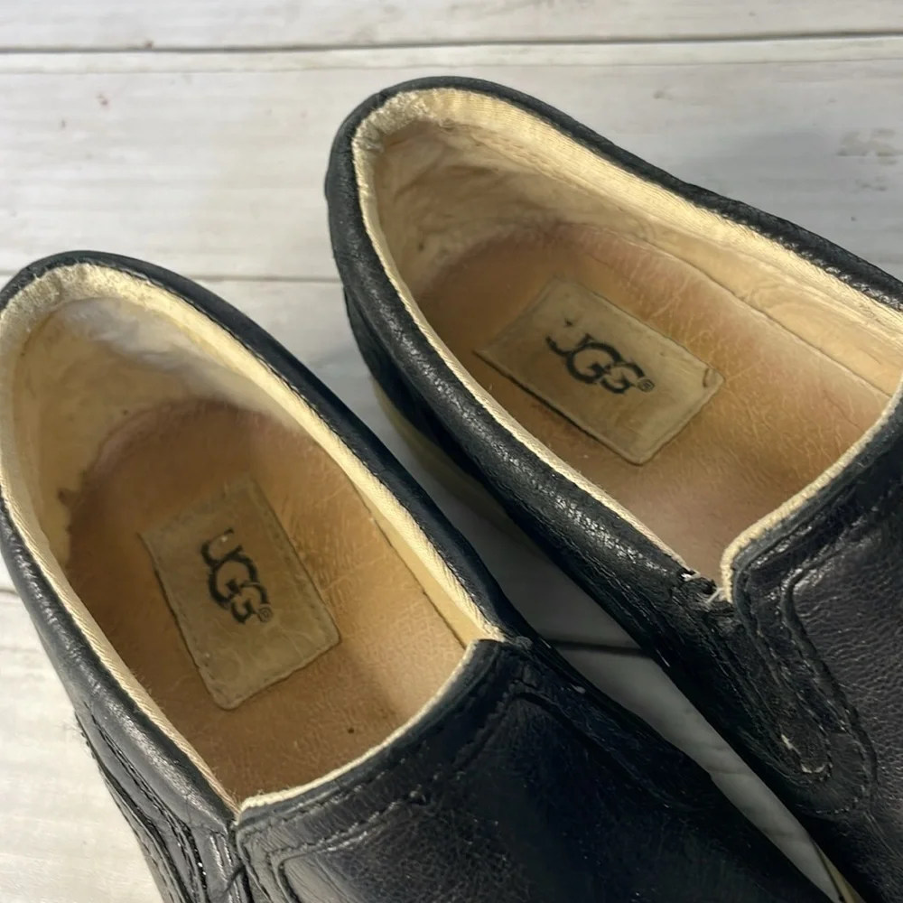 UGG Black Leather Fierce Slip On Loafers